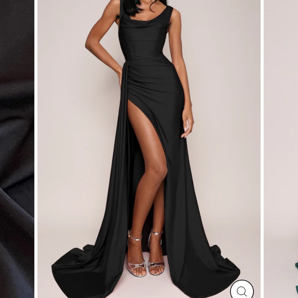 Jersey corset gown w/sash in black